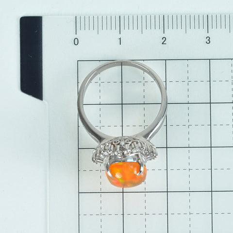【中古】PT900 MEXICO OPALメキシコオパールリング OP2.70ct D0.39ct 8.2g #15