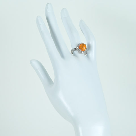 【中古】PT900 MEXICO OPALメキシコオパールリング OP2.70ct D0.39ct 8.2g #15