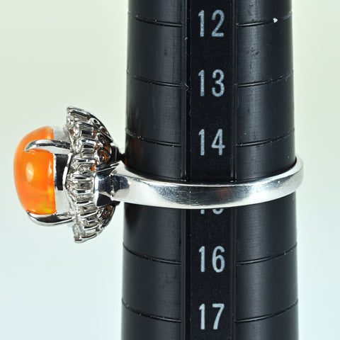 【中古】PT900 MEXICO OPALメキシコオパールリング OP2.70ct D0.39ct 8.2g #15