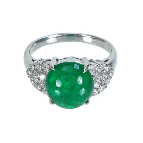 【中古】PT900 EMERALDエメラルドリング E3.73ct D0.39ct 6.6g #12