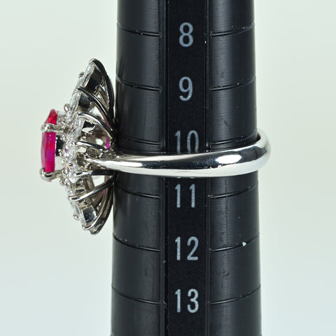【中古】PT900 RUBYビルマ産ルビーリング R1.31ct D1.463ct GIA鑑別書 9.2g #10.5