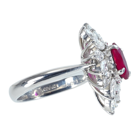 【中古】PT900 RUBYビルマ産ルビーリング R1.31ct D1.463ct GIA鑑別書 9.2g #10.5