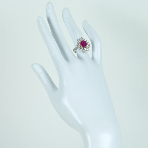 【中古】PT900 RUBYビルマ産ルビーリング R1.31ct D1.463ct GIA鑑別書 9.2g #10.5