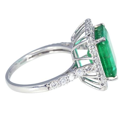 【中古】PT950 EMERALD RING エメラルドリング E4.29ct D1.35ct 日宝協 鑑別書 5.9g #11.5