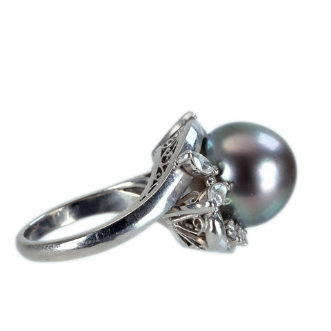 【中古】MIKIMOTO PT900 tahiti Pearl Ring タヒチパールリング P10.5mm 8.0g #6 ONE PRICE