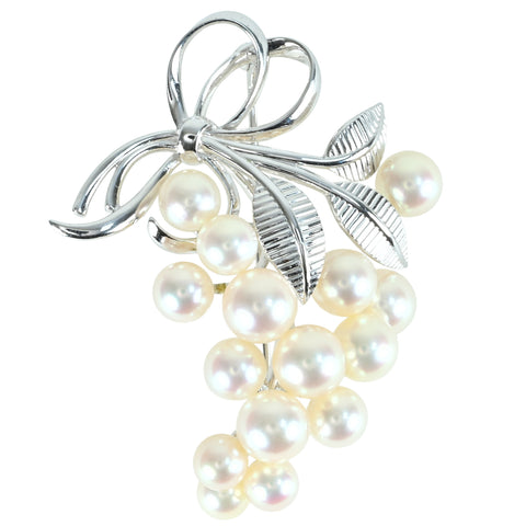 【中古】MIKIMOTO ミキモト K14WG AKOYA PEARL BROACH アコヤパールブローチ P6.3-7.mm ONE PRICE 16.3g