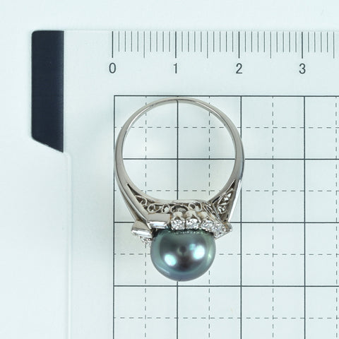 【中古】MIKIMOTO ミキモト PT900 TAHITI PEARLタヒチパールリング10.1mm D0.52ct 7.2g 14.5 ONE PRICE