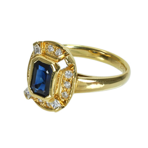 【中古】ジュエリーマキ K18YG SAPPHIRE RING S1.34ct D0.32ct 5.7g #11 ONE PRICE
