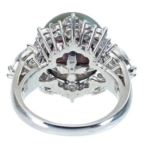 【中古】MIKIMOTO ミキモト PT950 TAHITIAN PEAR RING タヒチパールリング 12.7mm D1.94ct 13.7g #12 BOX/保証書 ONE PRICE