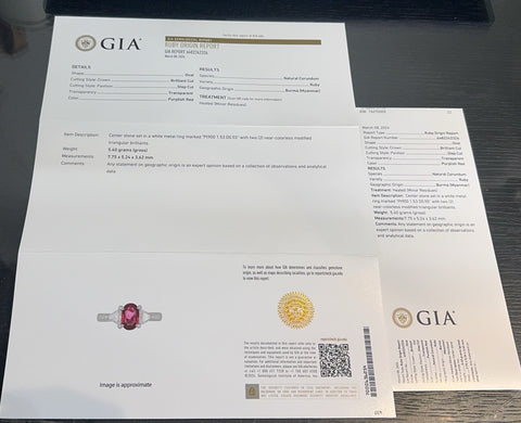 【中古】 PT900 RUBY ビルマ産ルビーリング R1.53ct D0.55ct GIA 5.4g