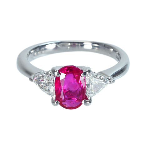 【中古】 PT900 RUBY ビルマ産ルビーリング R1.53ct D0.55ct GIA 5.4g