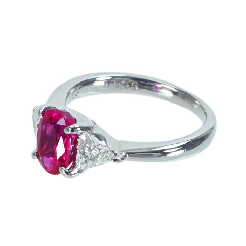 【中古】 PT900 RUBY ビルマ産ルビーリング R1.53ct D0.55ct GIA 5.4g