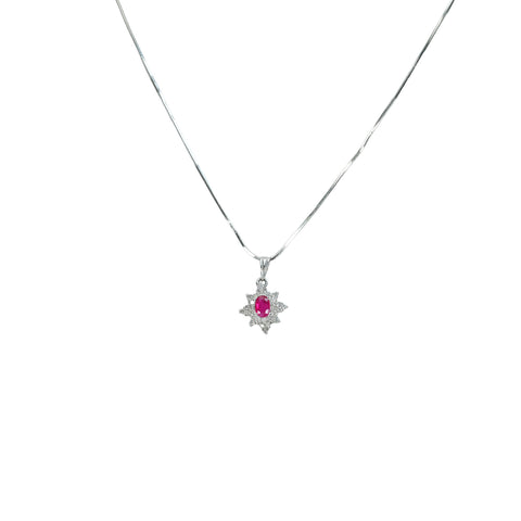 【中古】PT850/PT900 RUBY ルビーペンダントネックレス R0.40ct D0.20ct 5.3g