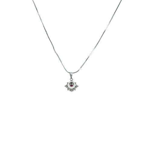 【中古】PT850/PT900 RUBY ルビーペンダントネックレス R0.40ct D0.20ct 5.3g