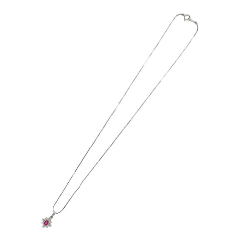 【中古】PT850/PT900 RUBY ルビーペンダントネックレス R0.40ct D0.20ct 5.3g
