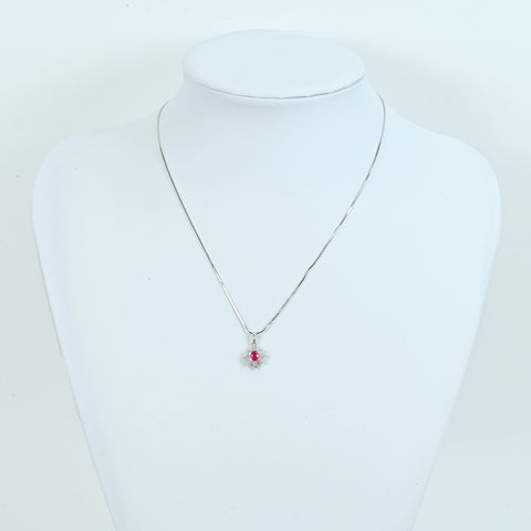 【中古】PT850/PT900 RUBY ルビーペンダントネックレス R0.40ct D0.20ct 5.3g