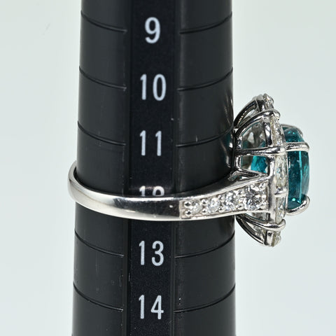 【中古】PT950 PARAIBA TOURMALINE RING ブラジル産パライバトルマリンリング PT2.85ct D2.33ct GRS/GIA鑑別書 7.2g #12