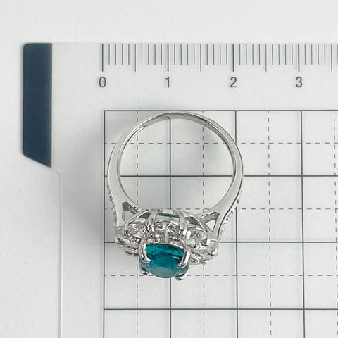 【中古】PT950 PARAIBA TOURMALINE RING ブラジル産パライバトルマリンリング PT2.85ct D2.33ct GRS/GIA鑑別書 7.2g #12