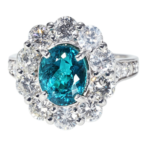 【中古】PT950 PARAIBA TOURMALINE RING ブラジル産パライバトルマリンリング PT2.85ct D2.33ct GRS/GIA鑑別書 7.2g #12
