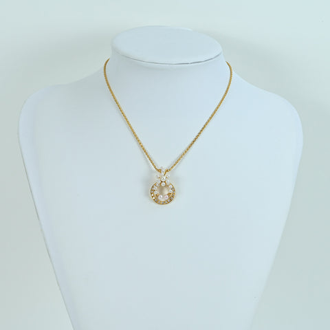 【Used】WALTHAM K18YG Akoya Pearl & Diamond Pendant Necklace 12g ONE PRICE