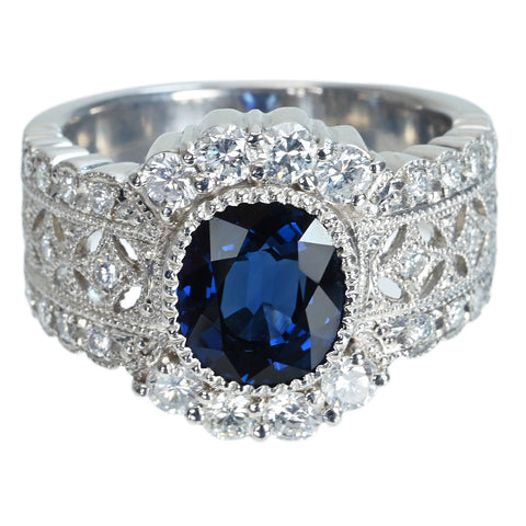 【中古】PT900 SAPPHIRE サファイアリング S2.564ct D0.86ct CGL鑑別書 15.0g #13