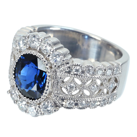 【中古】PT900 SAPPHIRE サファイアリング S2.564ct D0.86ct CGL鑑別書 15.0g #13