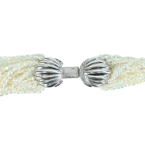 [Used] PT900 PEARL 18-strand Keshi pearl necklace, D0.07ct, 60.0g