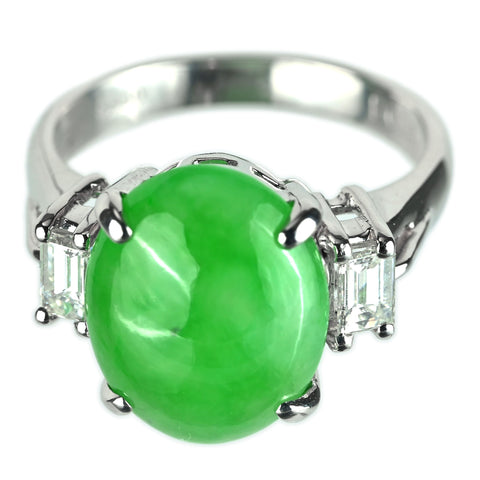 【中古】PT900 JADEITE ヒスイ リング D0.35ct 6.5g #8.5