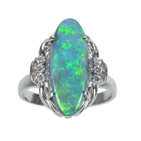 【中古】PT900　OPALブラックオパールリング BO3.74ct D0.14ct 7.4g #17