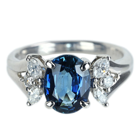 【中古】 PT900 SAPPHIREサファイアリング S2.76ct D0.36ct 6.8g #11.5