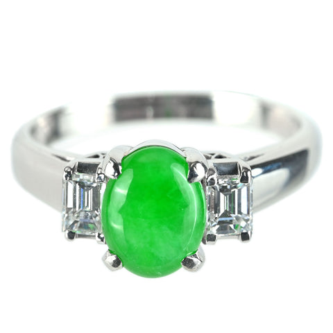【中古】PT900 JADEITE  ヒスイ リング J2.044ct D0.486ct 7.5g #16