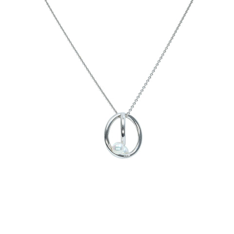 【中古】MIKIMOTOミキモト K18WG AKOYA PEARL アコヤパール ペンダントネックレス 5.1mm 5.8mm 7.6g ONE PRICE