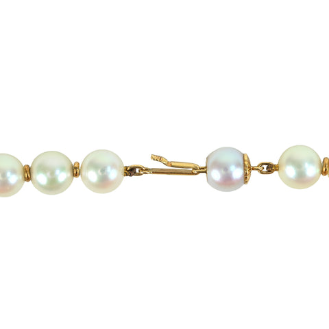 Pre-owned CHAUMET K18YG/WG Diamond Pendant with Pearl and Hematite Choker, 7.7-8.0mm, 32cm, 56.1g, One Price 