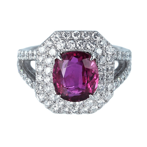 【中古】PT900 RUBY RING ルビーリング R3.374ct D1.45ct CGL鑑別書 12.7g #12