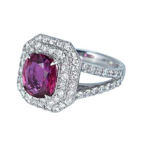 【中古】PT900 RUBY RING ルビーリング R3.374ct D1.45ct CGL鑑別書 12.7g #12