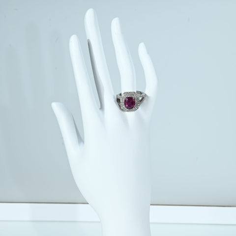 【中古】PT900 RUBY RING ルビーリング R3.374ct D1.45ct CGL鑑別書 12.7g #12