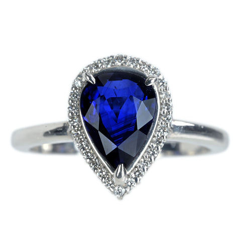 【中古】PT900 SAPPHIREサファイアリング 2.02ct D0.12ct 4.1g #11.5