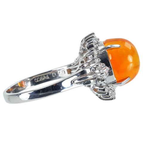 【中古】PT900 MEXICO OPALメキシコオパールリング OP6.40ct D0.54ct ソーティング 10.9g #19