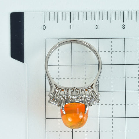 【中古】PT900 MEXICO OPALメキシコオパールリング OP6.40ct D0.54ct ソーティング 10.9g #19