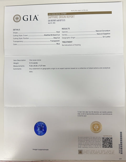 【中古】PT900 SAPPHIRE スリランカ産非加熱サファイアリング S5.14ct D0.39ct GIA鑑別書 6.6g #13