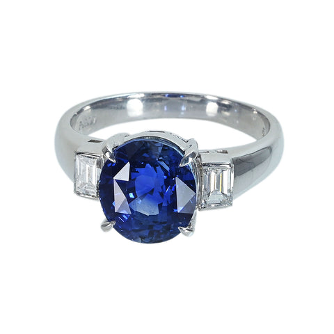 【中古】PT900 SAPPHIRE スリランカ産非加熱サファイアリング S5.14ct D0.39ct GIA鑑別書 6.6g #13