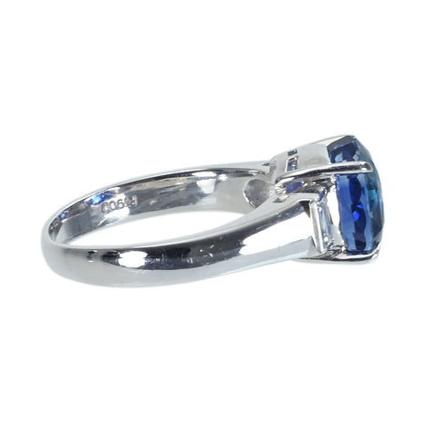 【中古】PT900 SAPPHIRE スリランカ産非加熱サファイアリング S5.14ct D0.39ct GIA鑑別書 6.6g #13