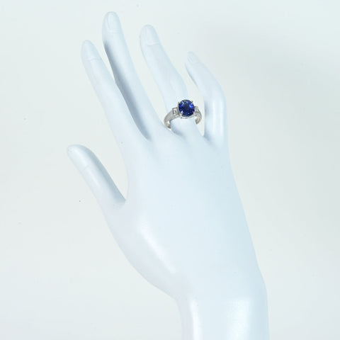 【中古】PT900 SAPPHIRE スリランカ産非加熱サファイアリング S5.14ct D0.39ct GIA鑑別書 6.6g #13