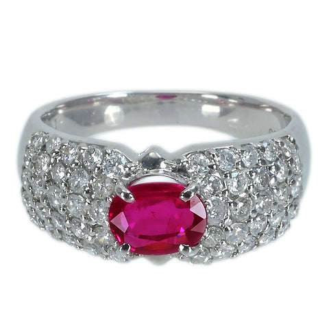 【中古】PT900 RUBYルビーリング R1.56ct D1.01ct 8.3g #13