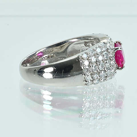 【中古】PT900 RUBYルビーリング R1.56ct D1.01ct 8.3g #13