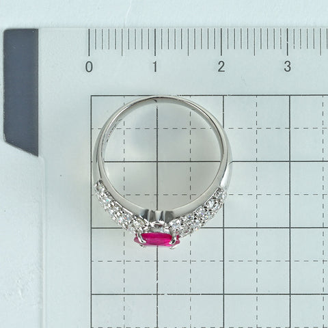 【中古】PT900 RUBYルビーリング R1.56ct D1.01ct 8.3g #13
