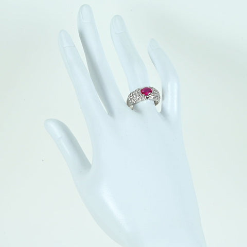 【中古】PT900 RUBYルビーリング R1.56ct D1.01ct 8.3g #13