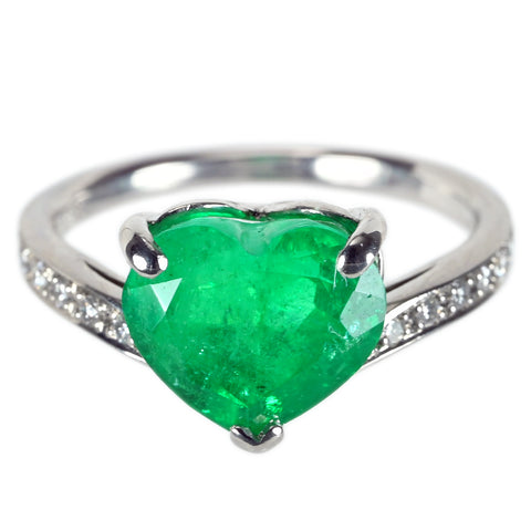 【中古】PT900 EMERALD RING エメラルドリング E3.15ct D0.11ct 4.7g #12
