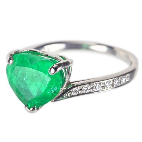 【中古】PT900 EMERALD RING エメラルドリング E3.15ct D0.11ct 4.7g #12