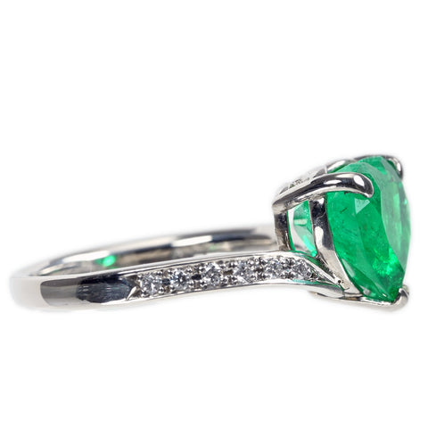 【中古】PT900 EMERALD RING エメラルドリング E3.15ct D0.11ct 4.7g #12